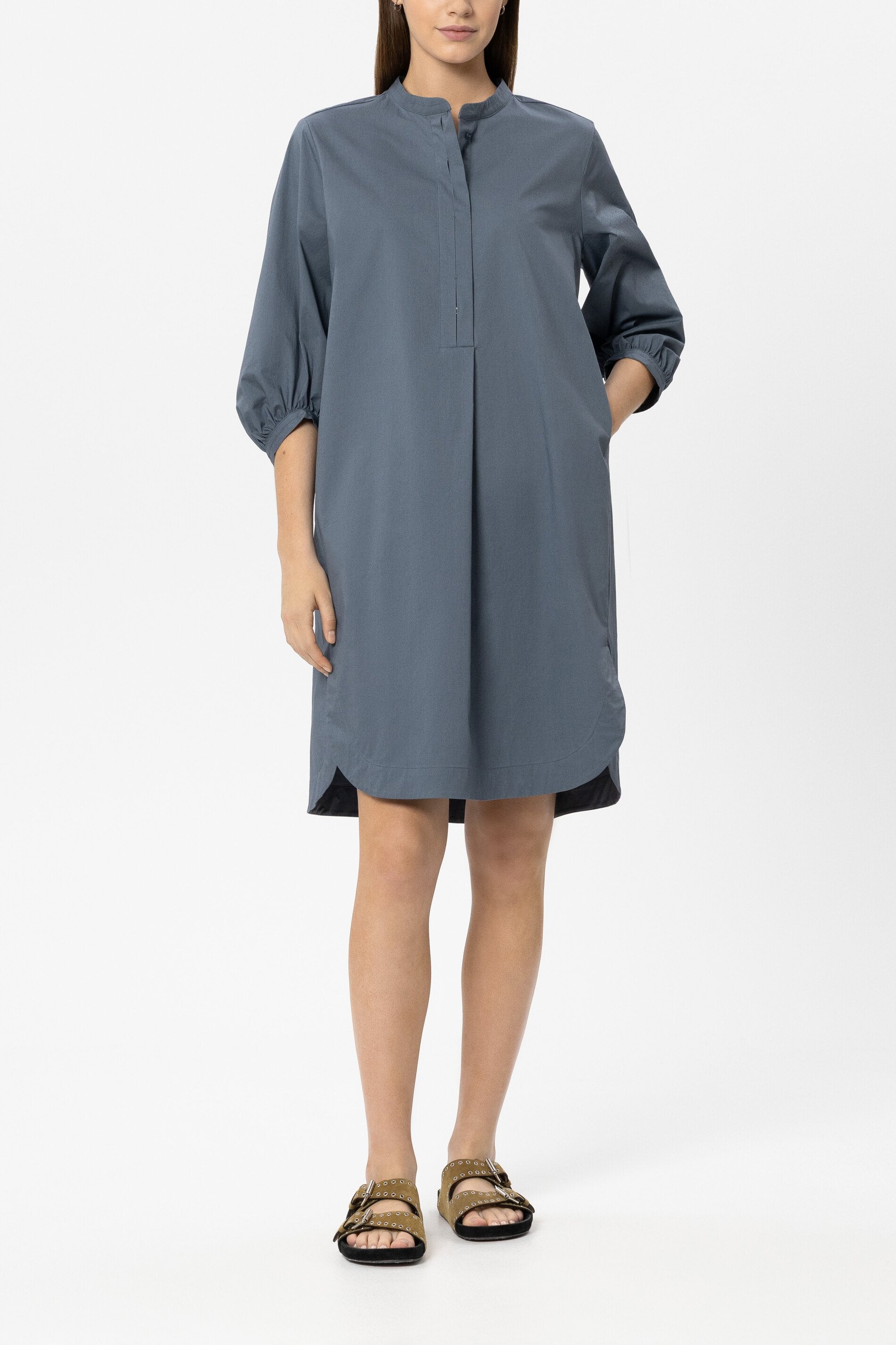 Gabardine shirt blouse dress - tinted blue - Standard