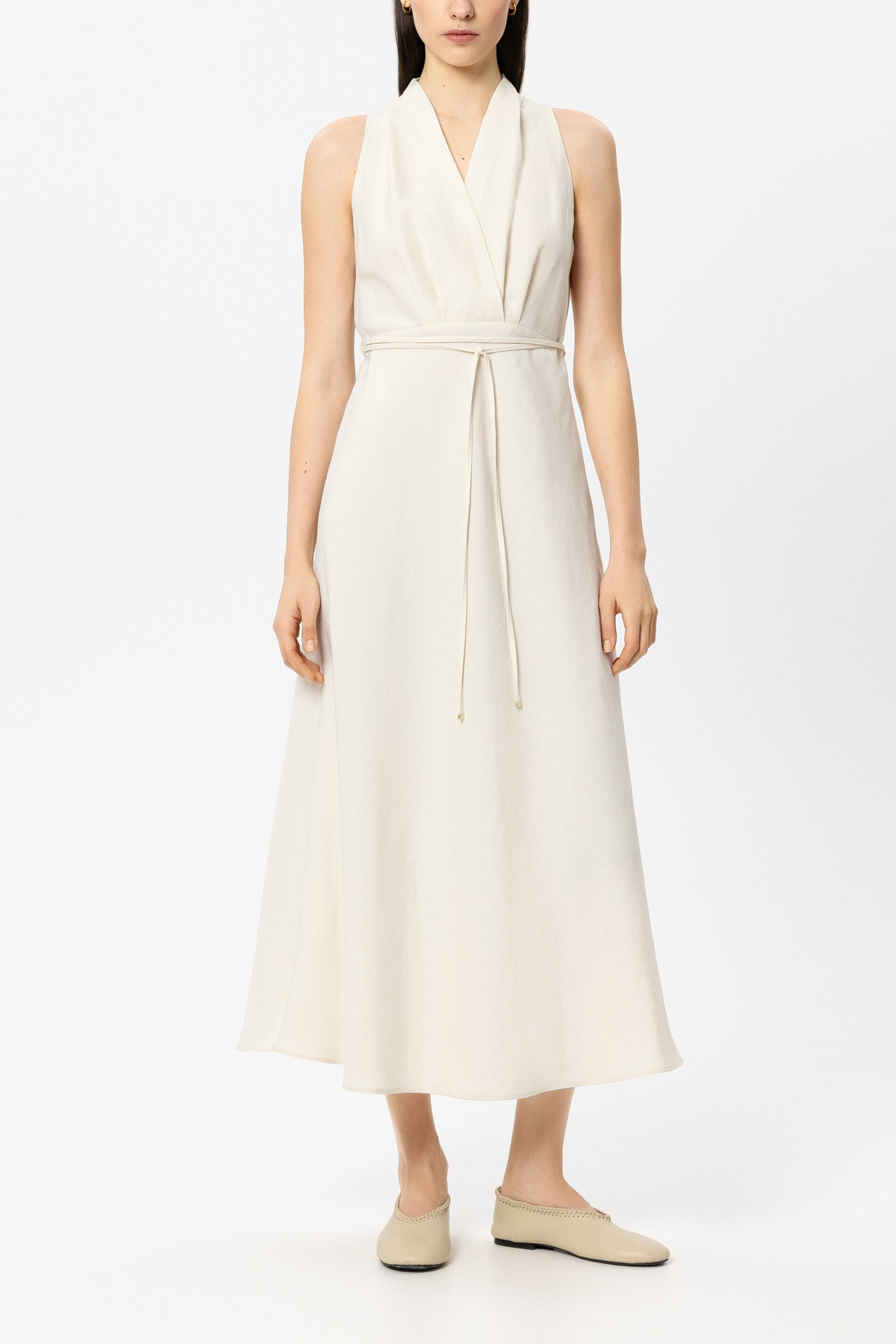Linen blend midi dress - milk - Standard