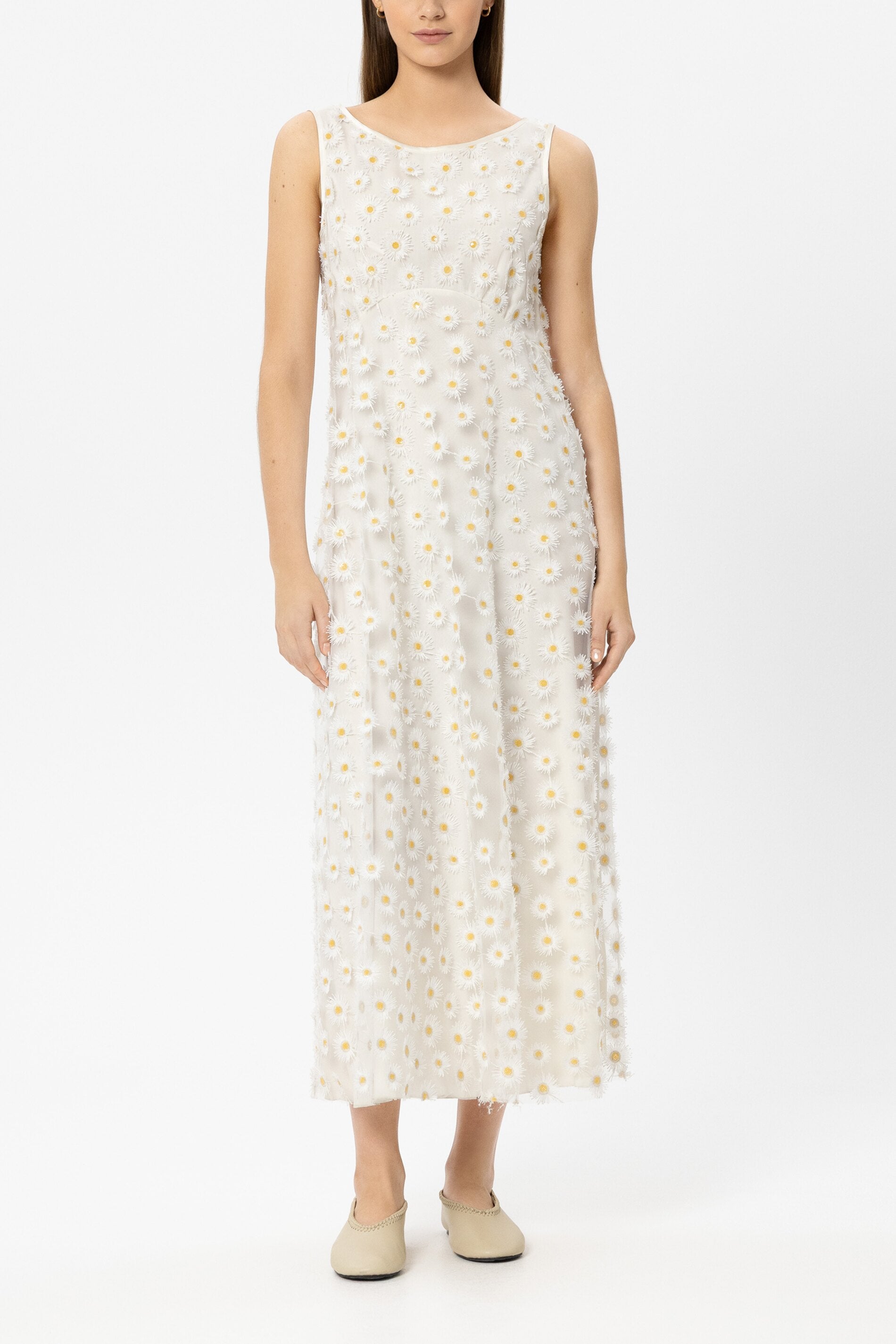 Maxikleid mit Blüten - white - Standard | Model Front