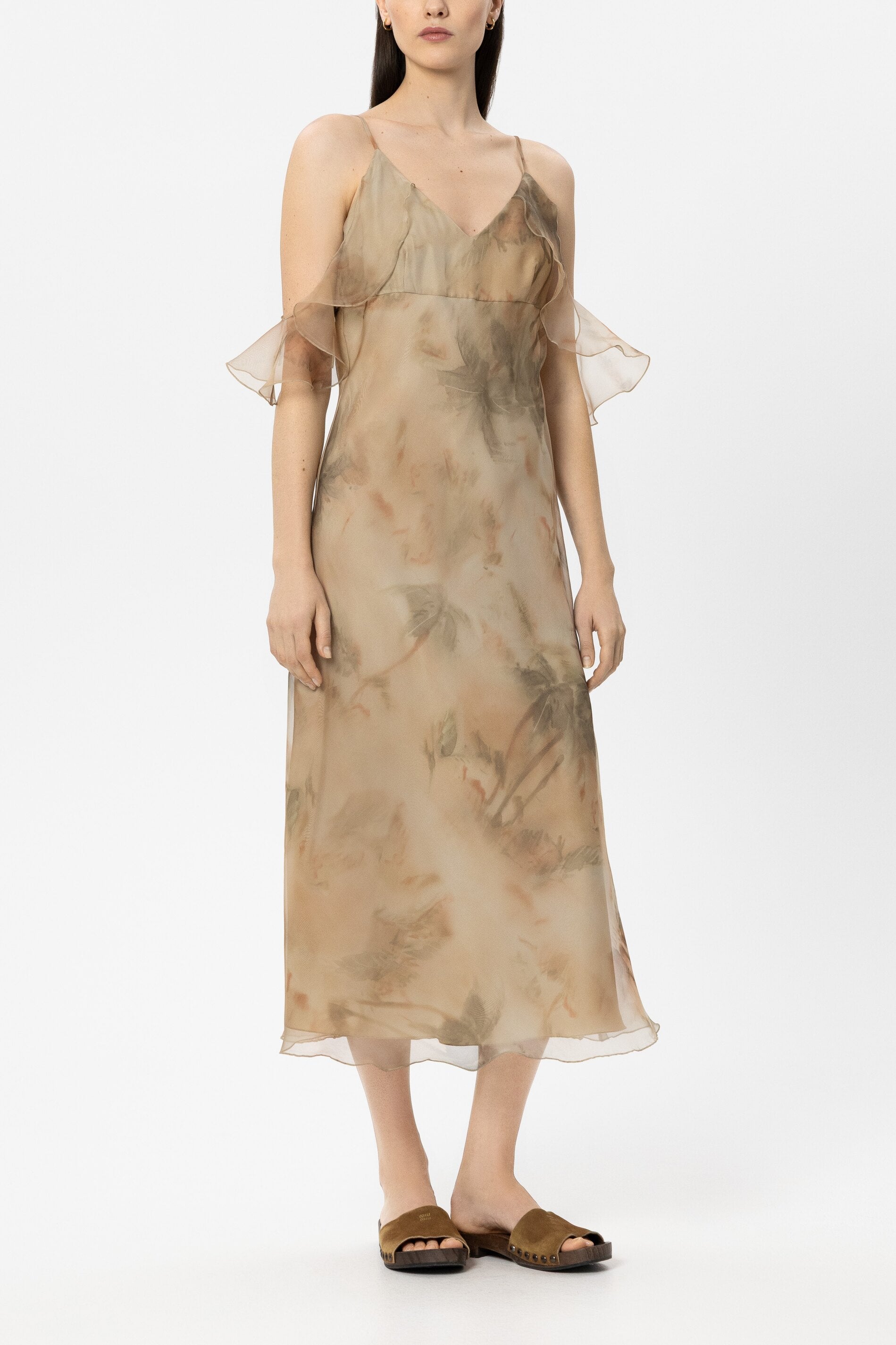 strapless open back dress Organza dress with print - multi