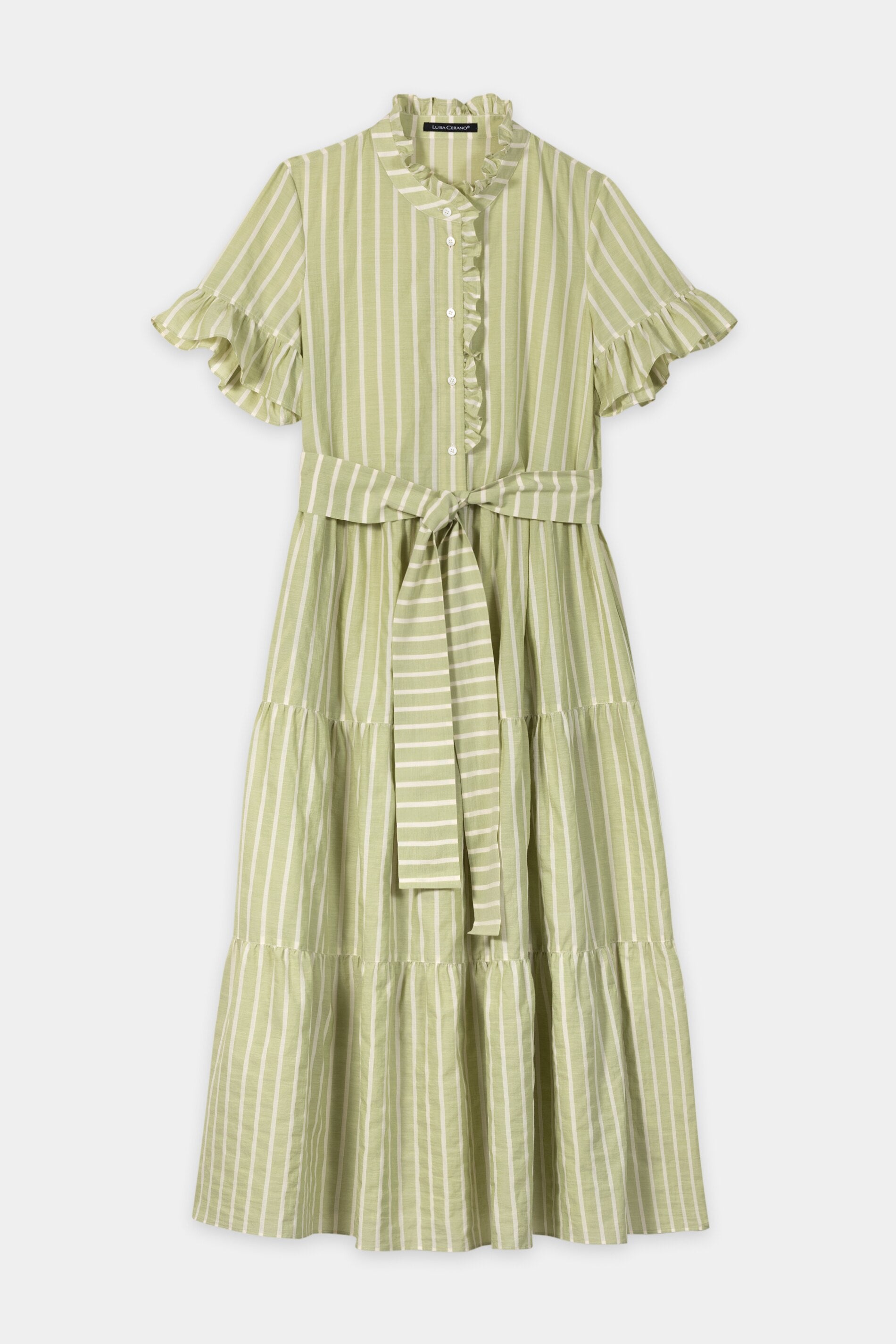 Maxi-Kleid mit Voile-Stripe - moss green / milk - Standard | Artikel Front