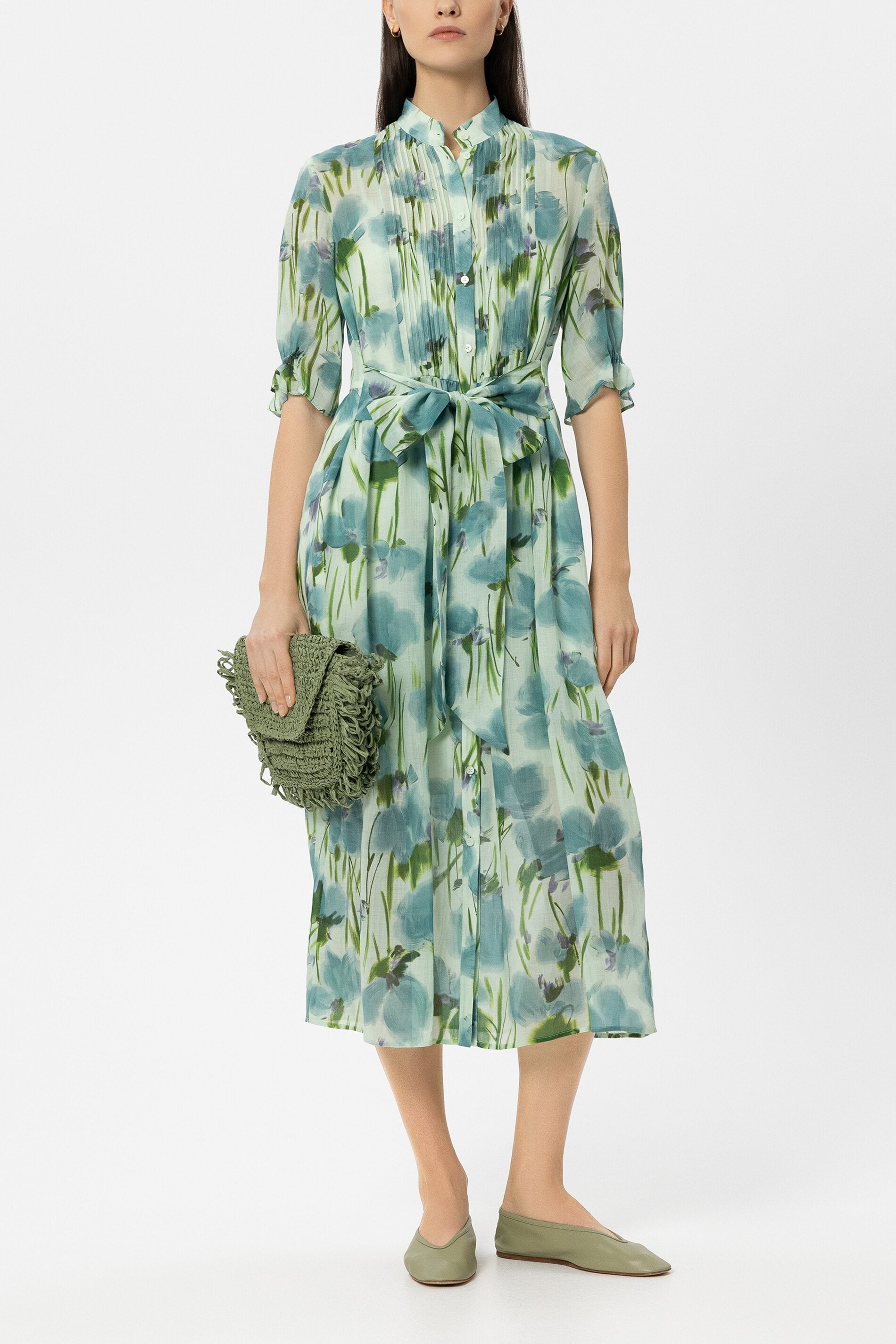 Ramie dress with flower print - multi - with lining dress