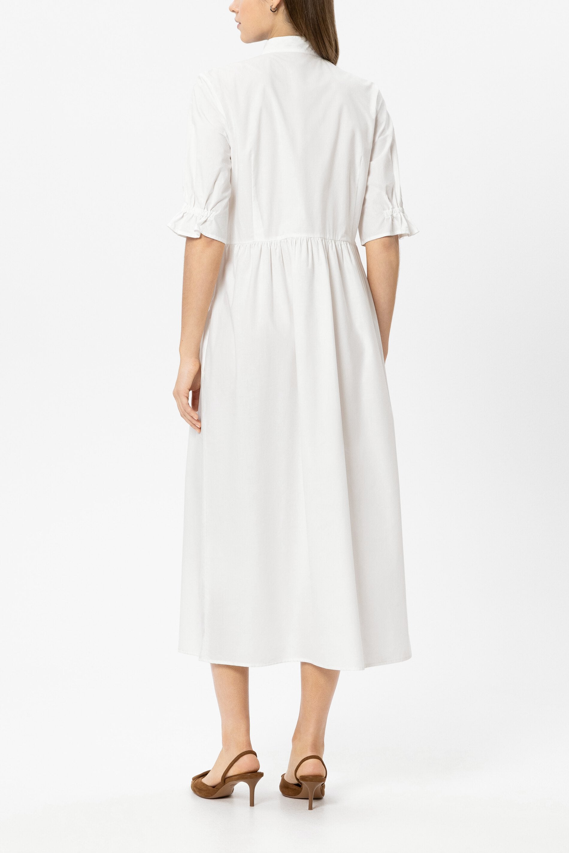 Baumwoll-Hemdblusenkleid - white - Standard | Model Rück