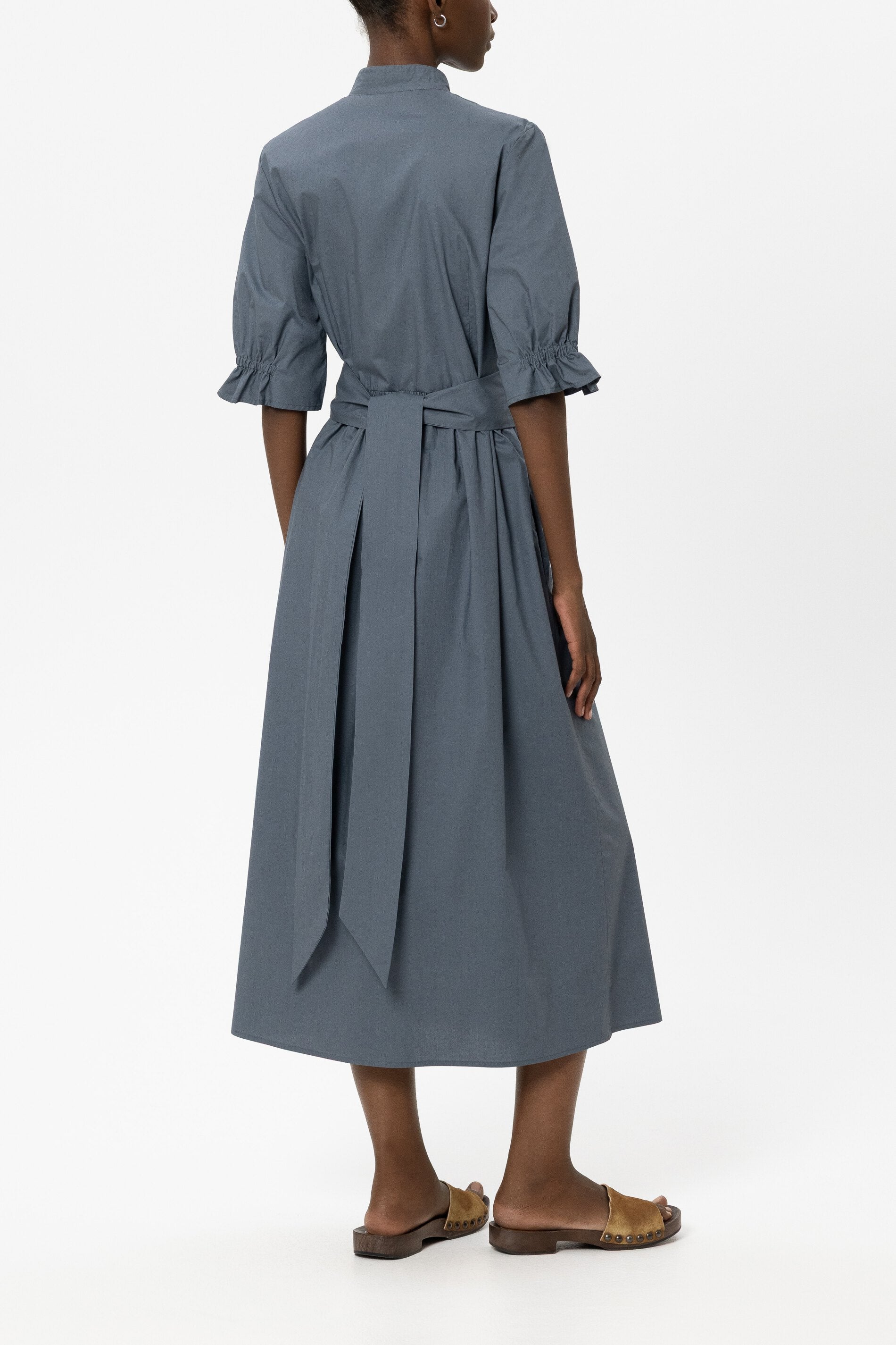 Cotton shirt dress - tinted blue - Standard