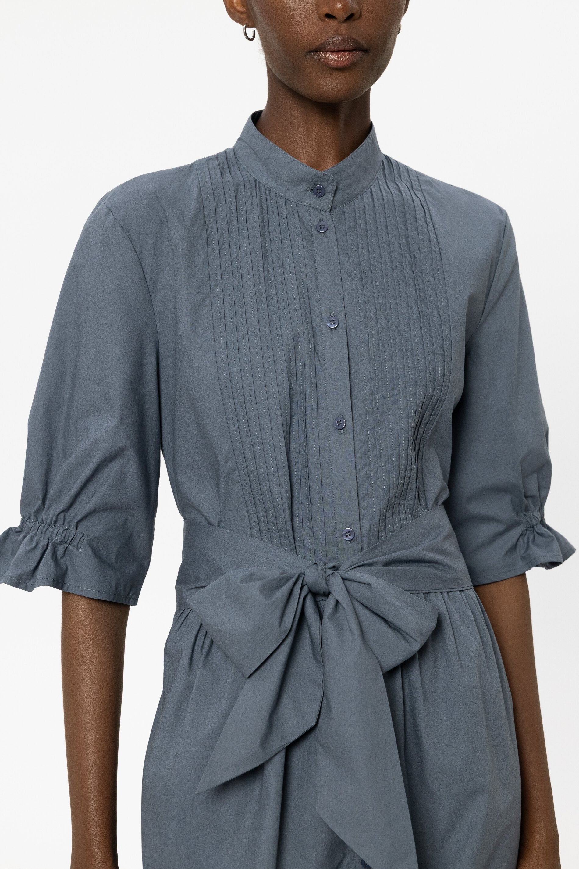 Cotton shirt dress - tinted blue - Standard