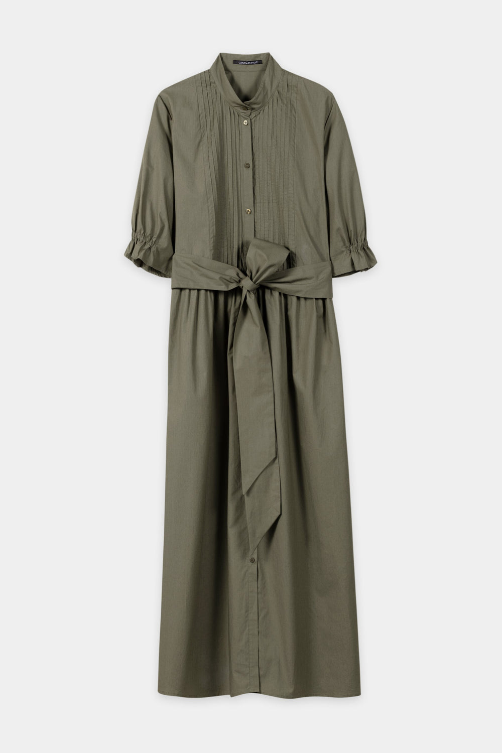 Baumwoll-Hemdblusenkleid - khaki - Standard