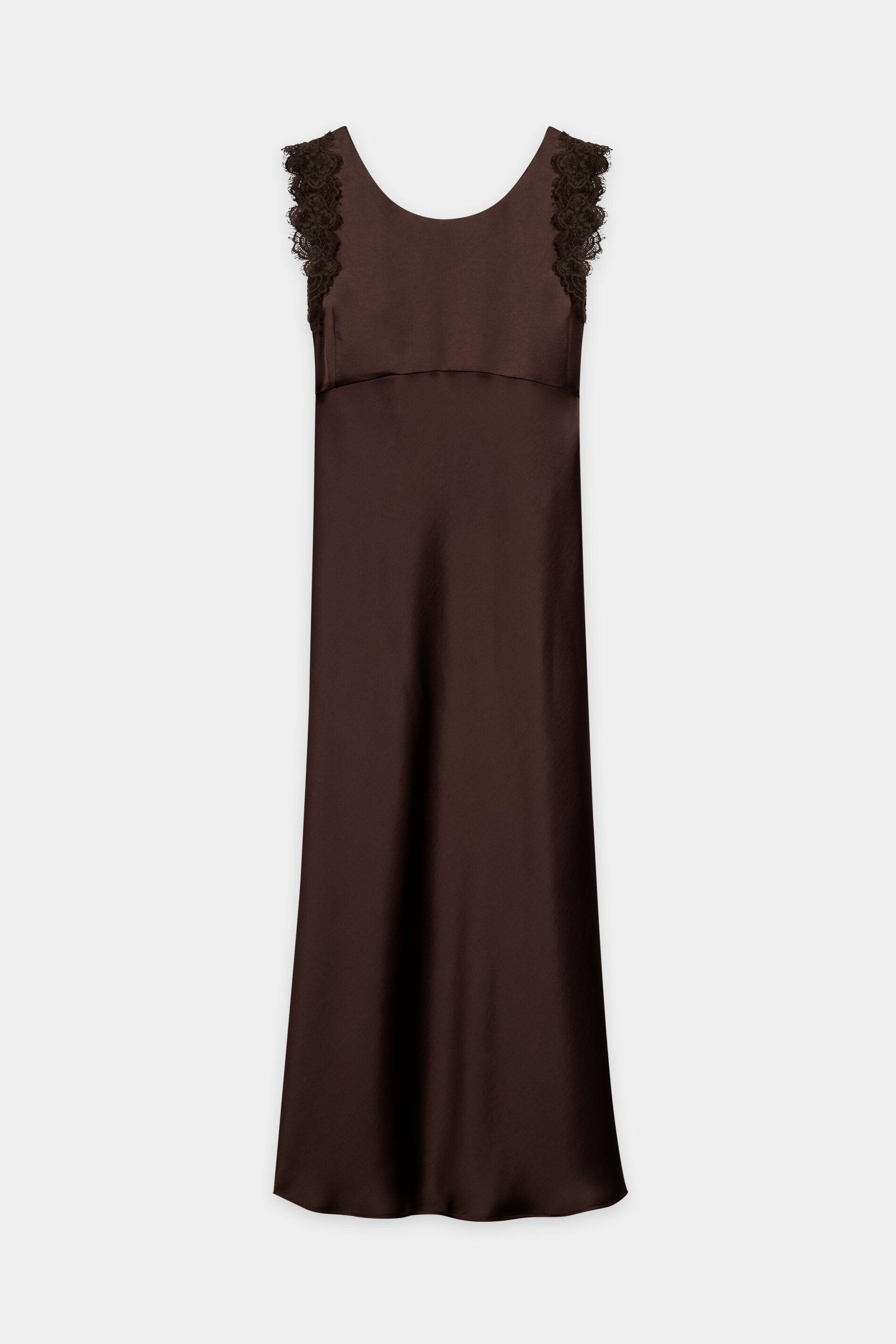 Satin-Kleid mit Spitzendetail - marone - Standard | Artikel Front