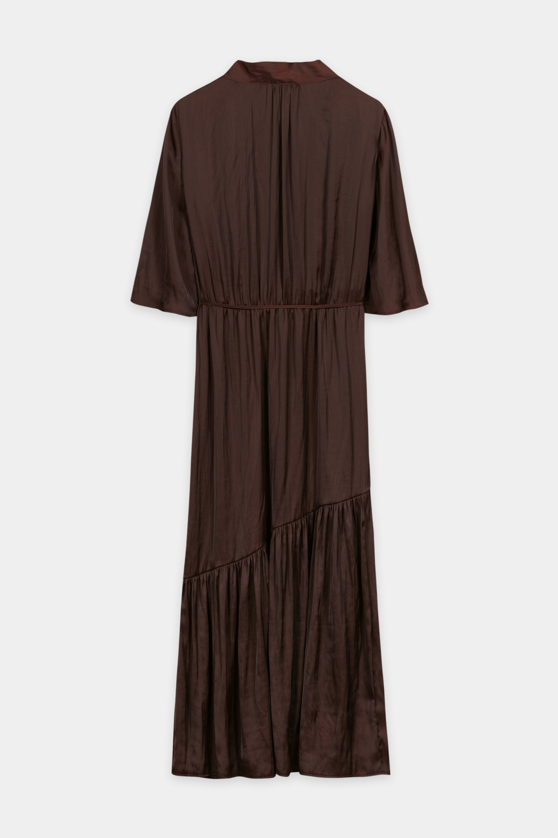 Satin-Kleid mit Saumvolants - marone - Standard | Artikel Rück
