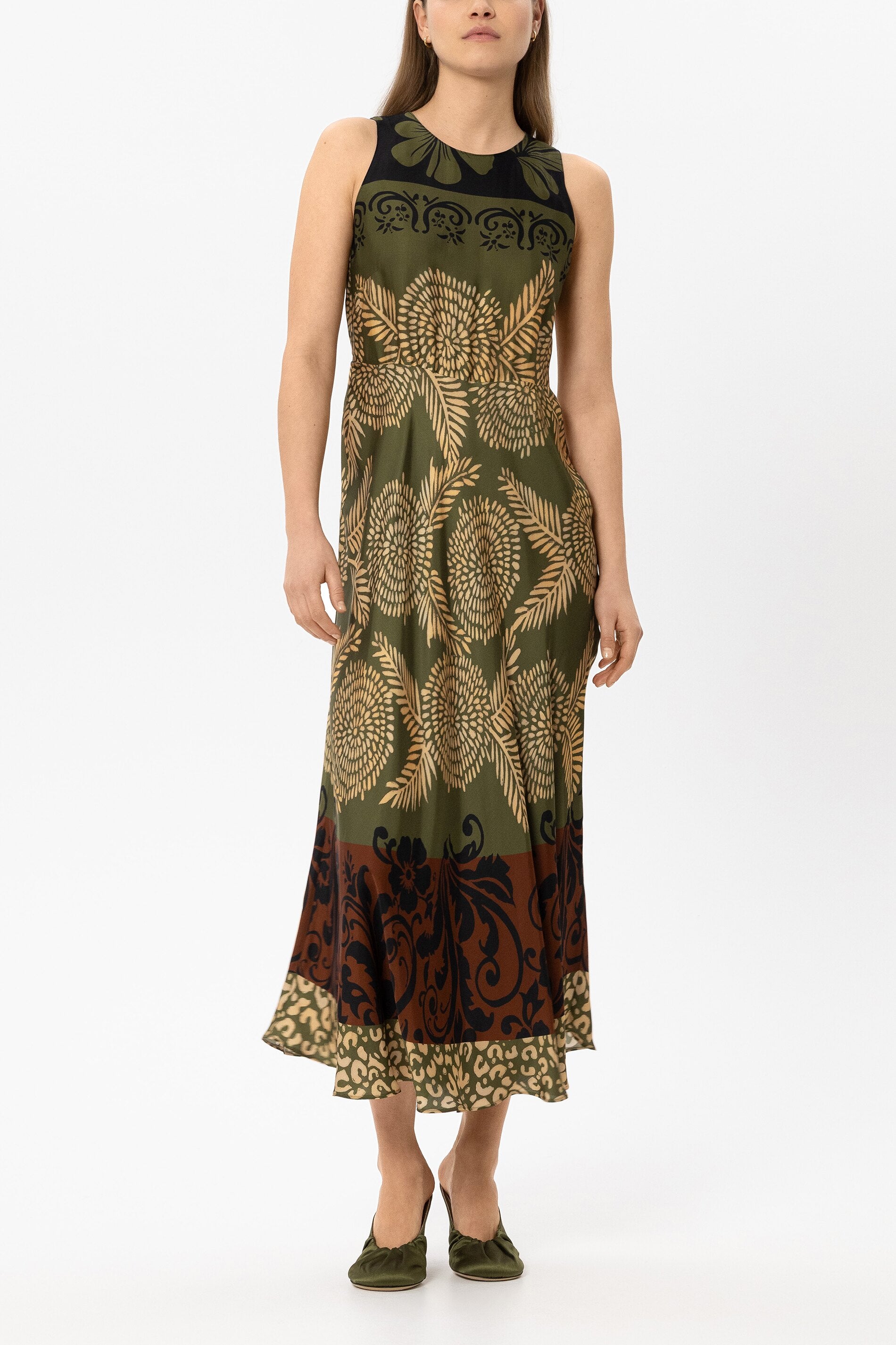 Maxi-Kleid mit Leaf-Print - multi - Standard | Model Front