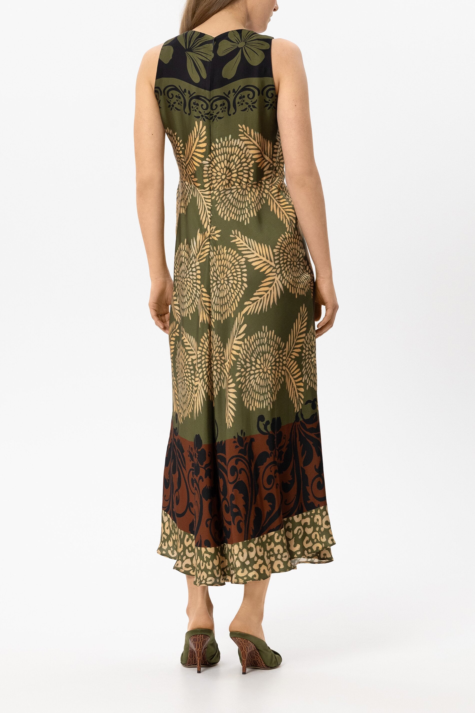Maxi-Kleid mit Leaf-Print - multi - Standard | Model Rück