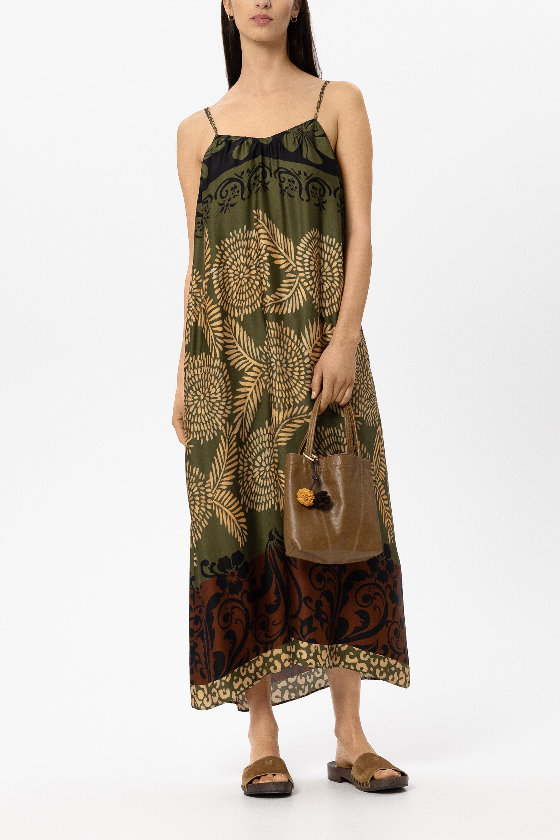 Trägerkleid mit Leaf-Print - multi - Standard | Model Front