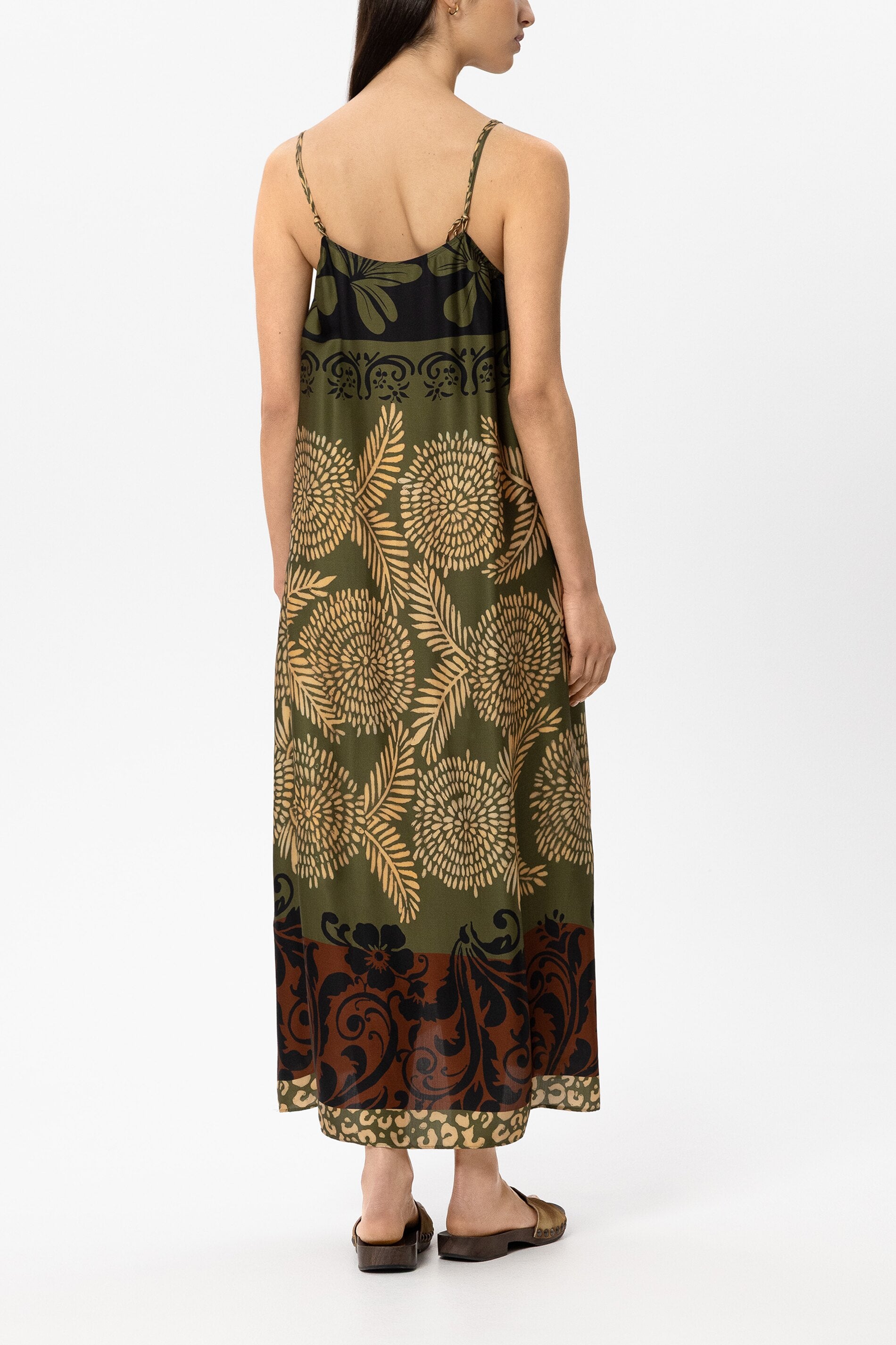 Trägerkleid mit Leaf-Print - multi - Standard | Model Rück
