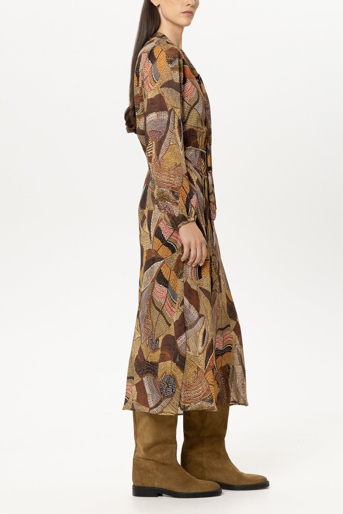 Boho-Kleid mit Ethnic-Print - caramel - Standard | Model Seite