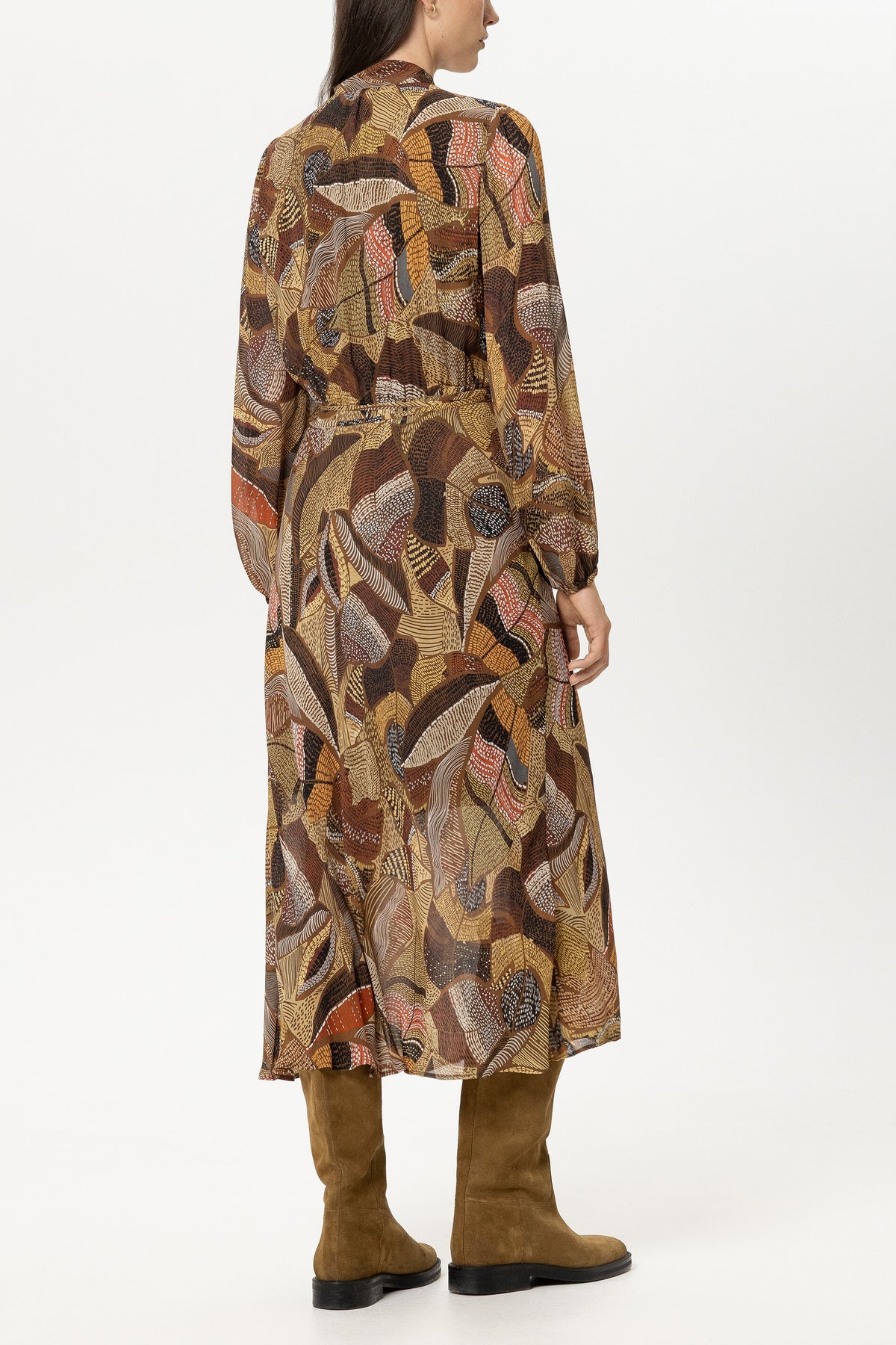 Boho-Kleid mit Ethnic-Print - caramel - Standard | Model Rück