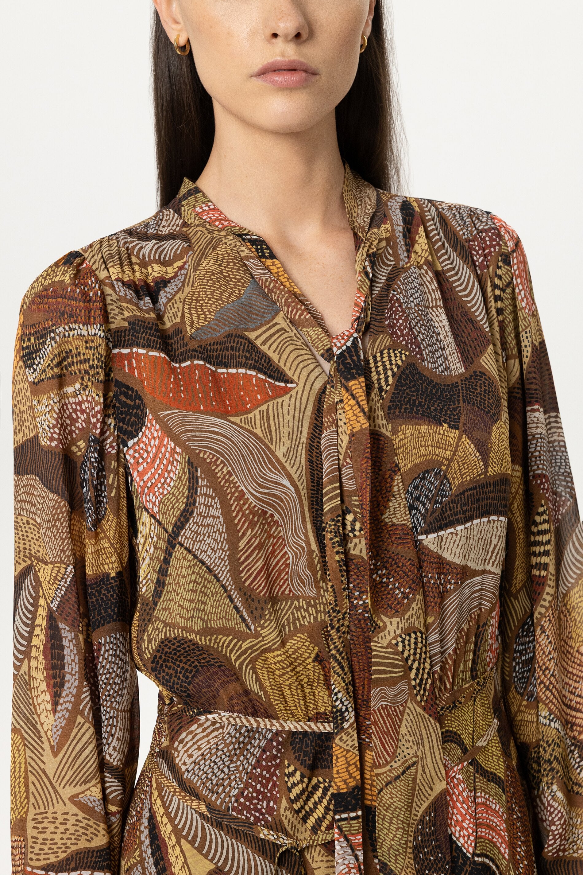 Boho-Kleid mit Ethnic-Print - caramel - Standard | Model Detail