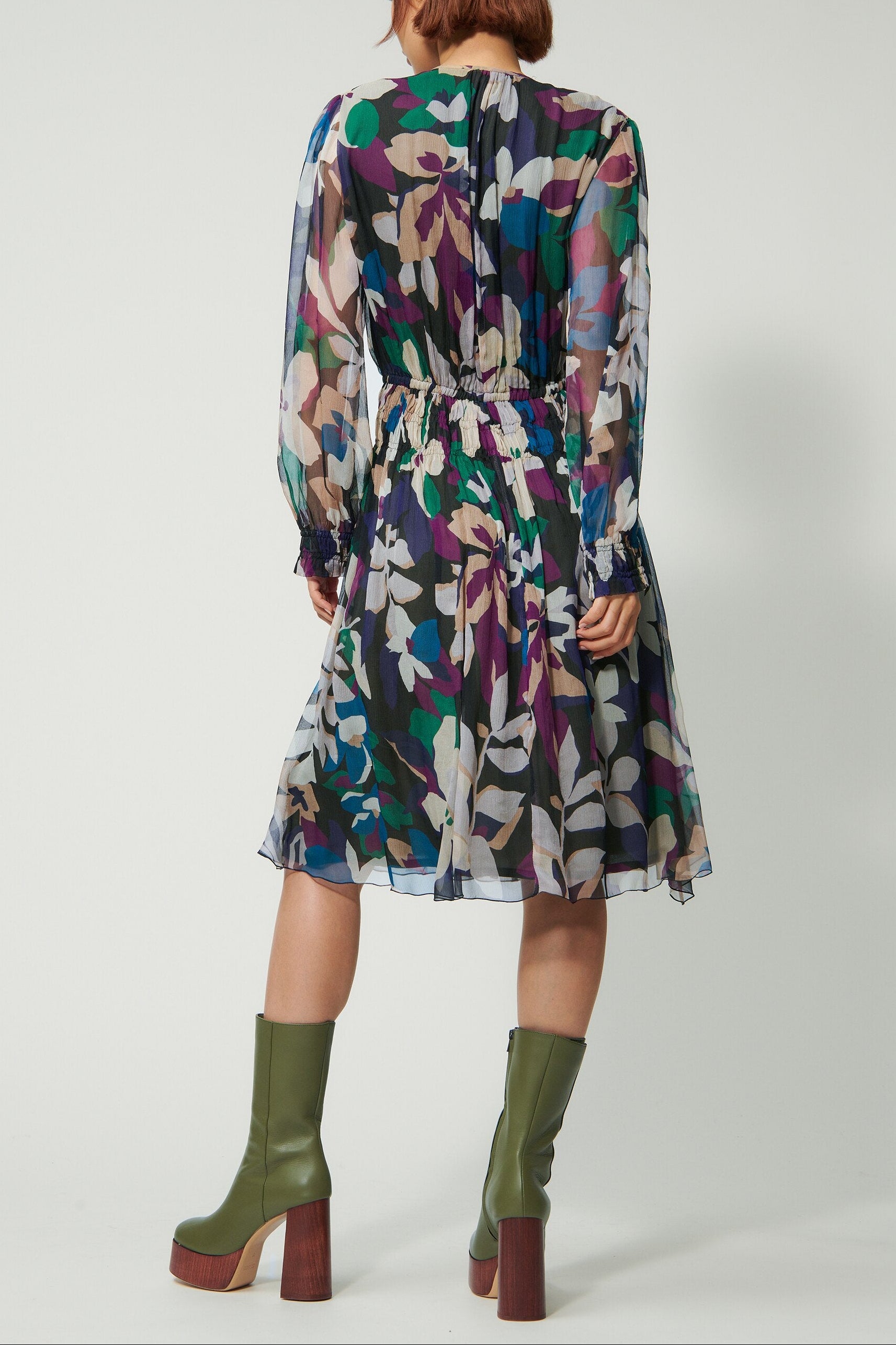 Seidenkleid mit Flower-Print - the winter flower print - Standard | Model Rück