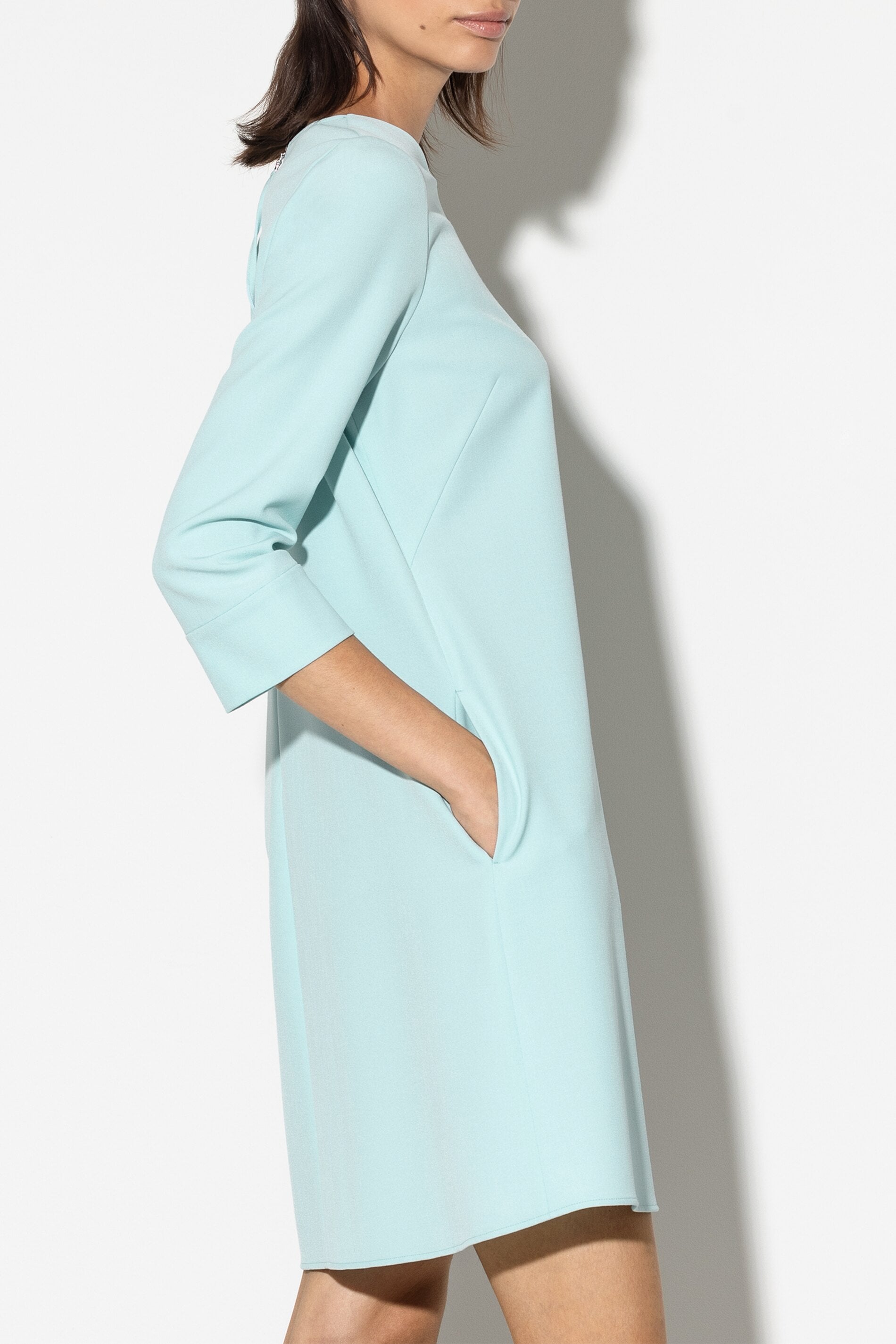 Kleid mit ¾-Arm - mineral aqua - Standard | Model Seite