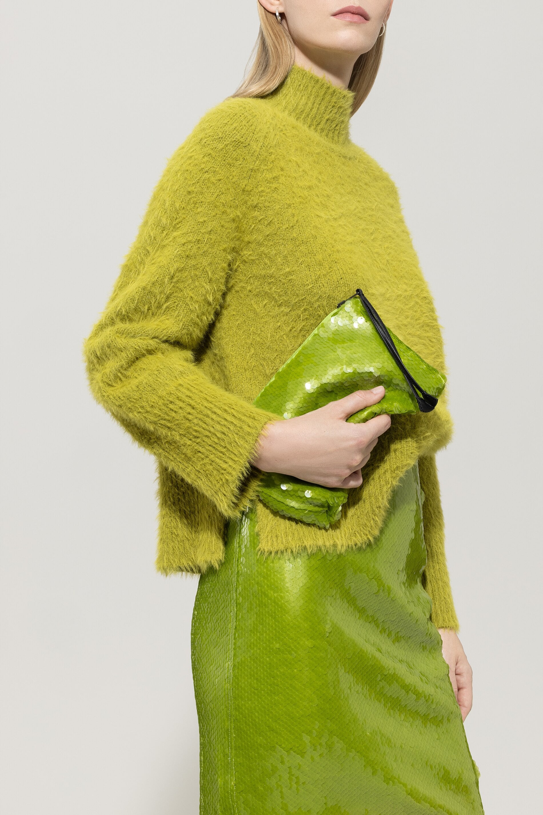 Clutch mit Pailletten - acid green - Standard | Model Front