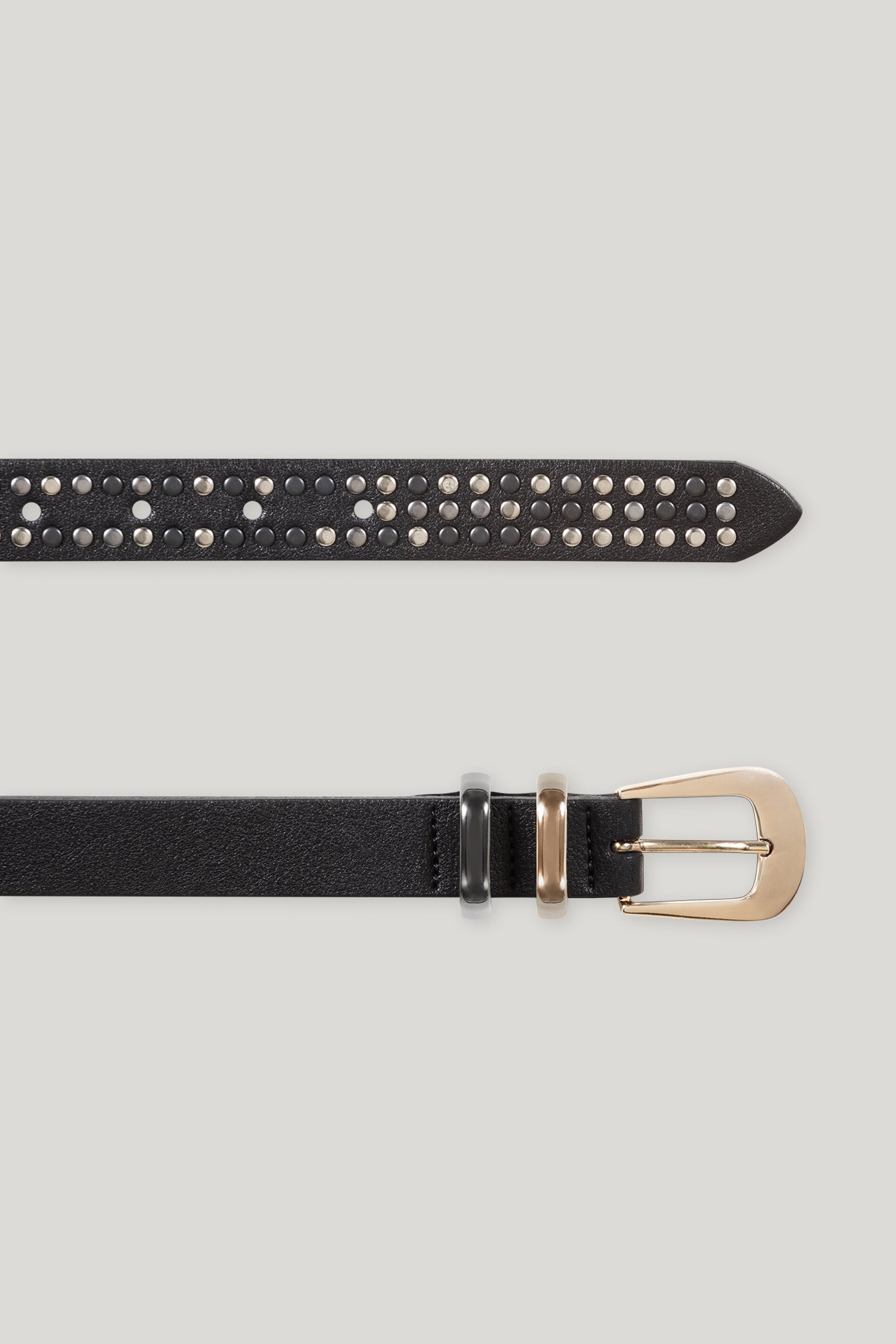 Nieten-Ledergürtel - deep black - Standard | Artikel Rück