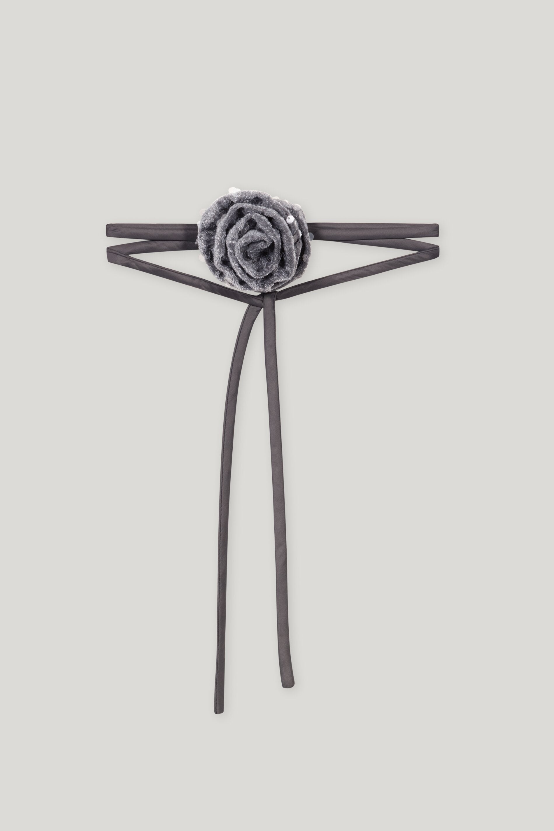 Samt-Blume mit Bindeband - urban grey - Standard | Artikel Front