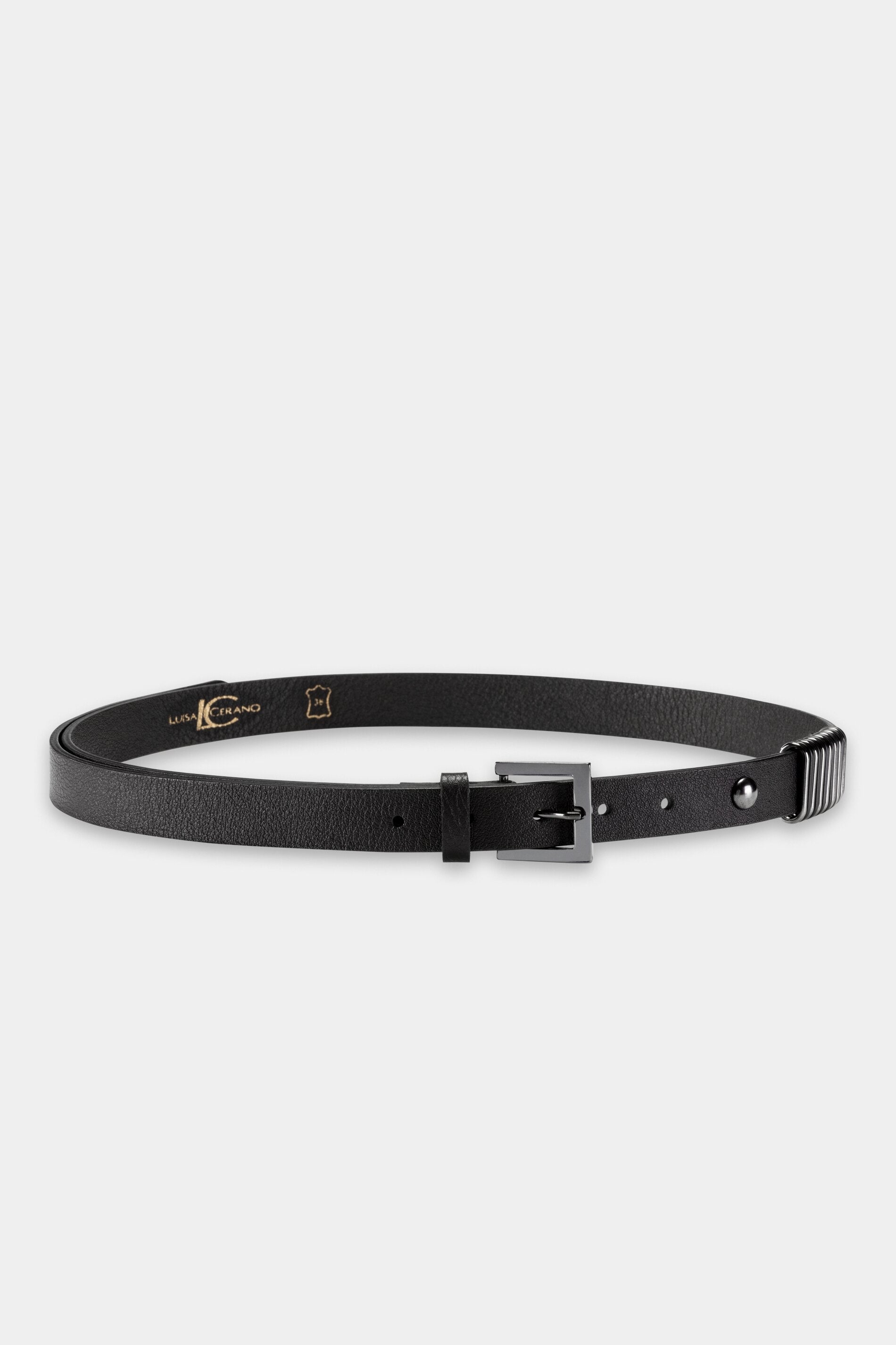 Leather belt with decorative element - black - Standard