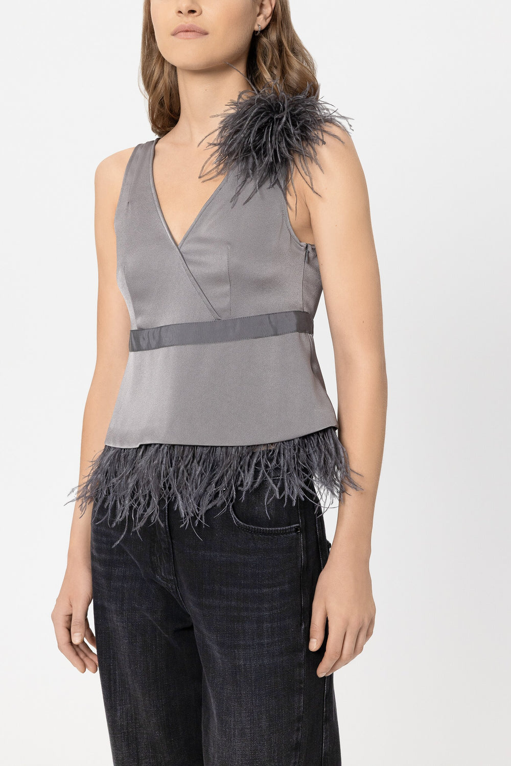 Feather brooch - platinum - Standard