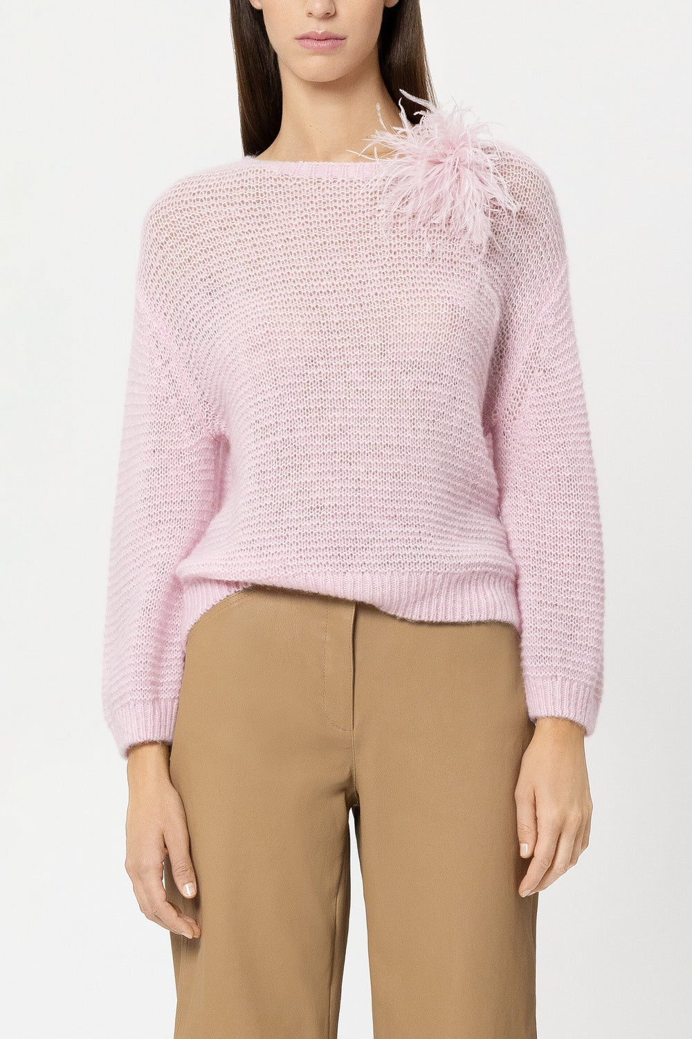 Feather brooch - creamy blush - Standard