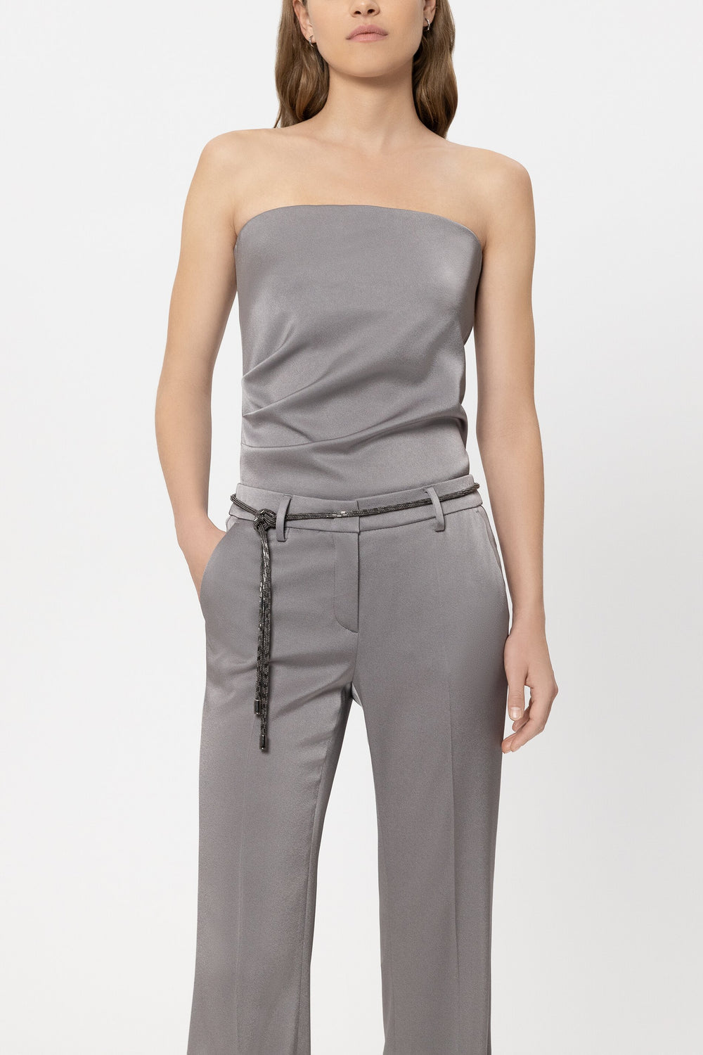 Ceinture avec perles en métal - platine - standard