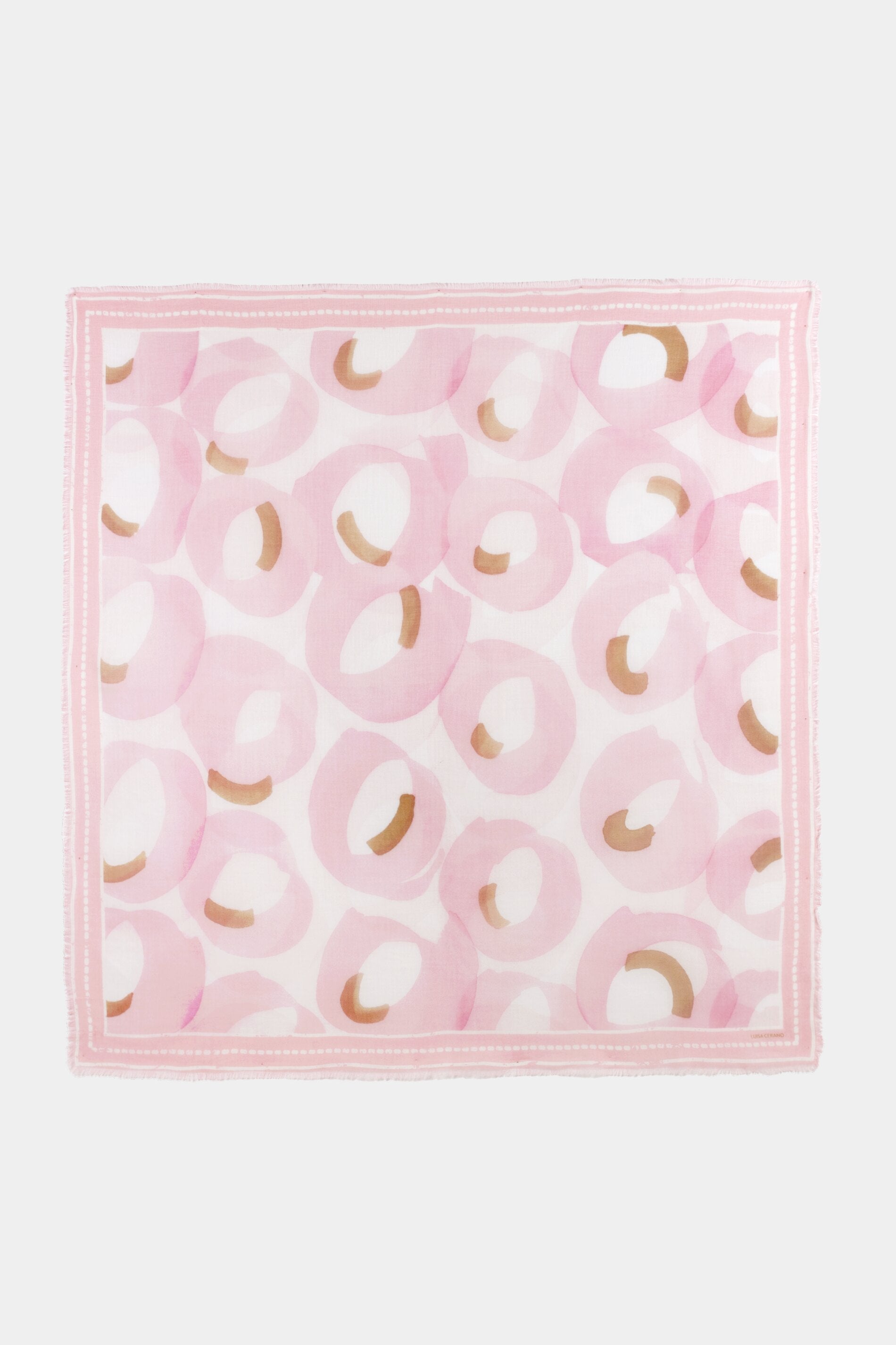 Cotton scarf with print - creamy blush / cream - Standard