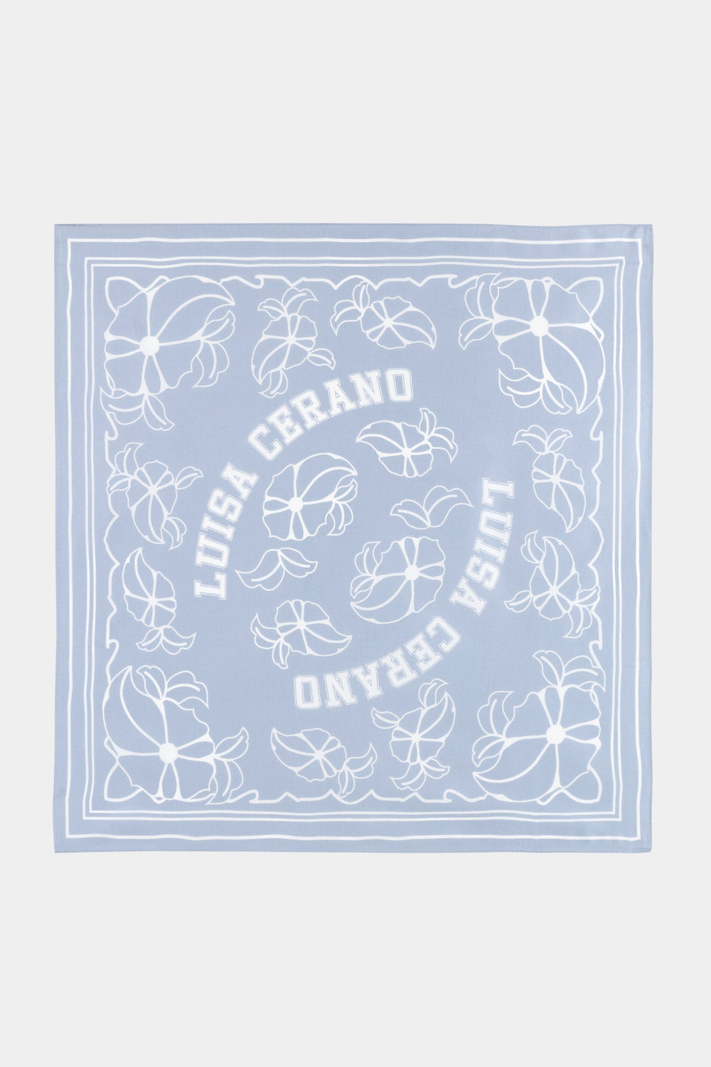 Silk scarf with flower print - casual blue / cream - Standard