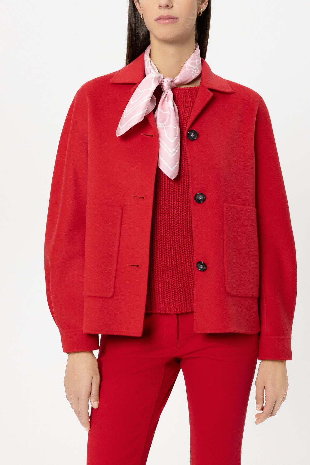 Silk scarf with flower print - creamy blush / cream - Standard