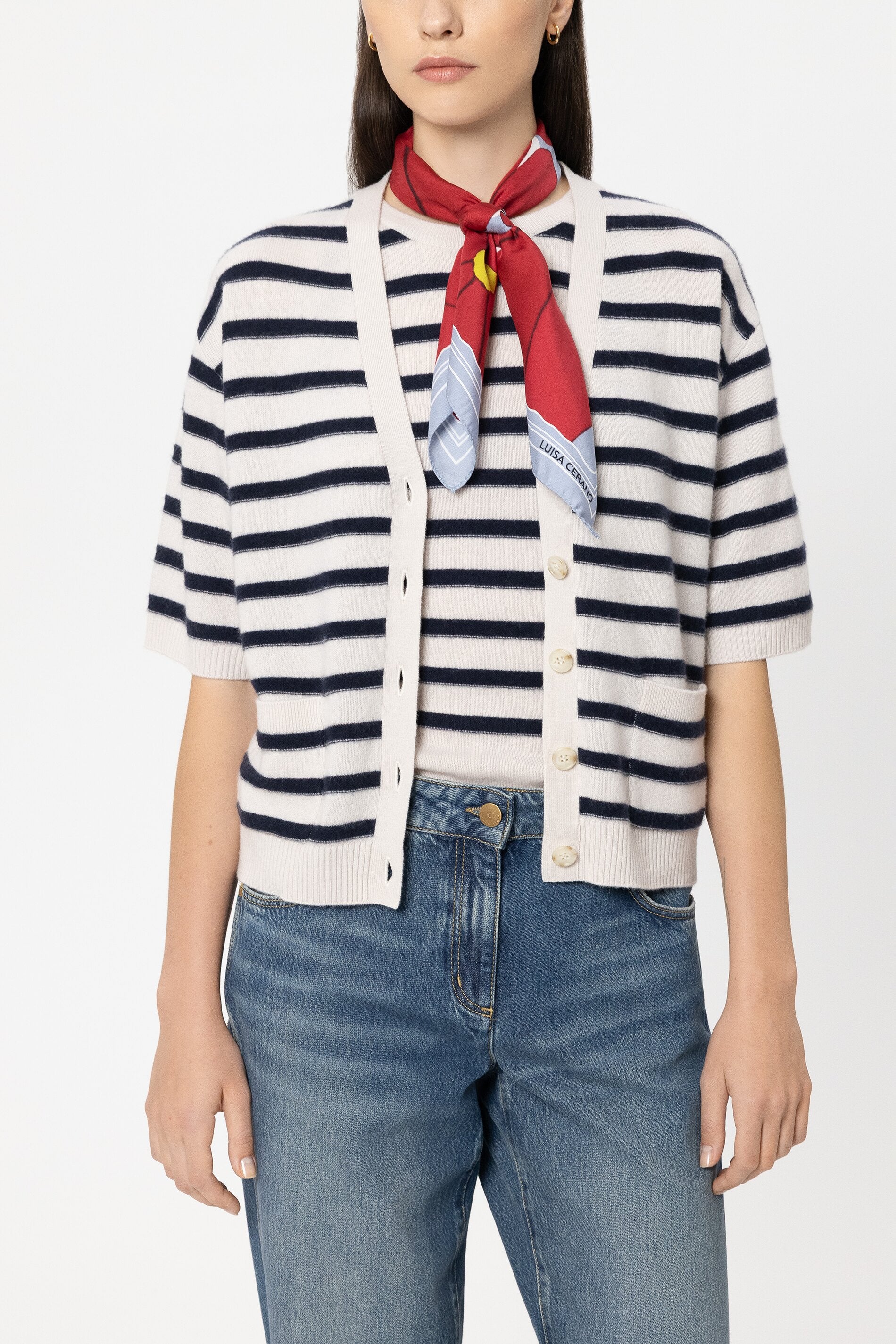 Seidentuch mit Flower-Print - multi - Standard | Model Front