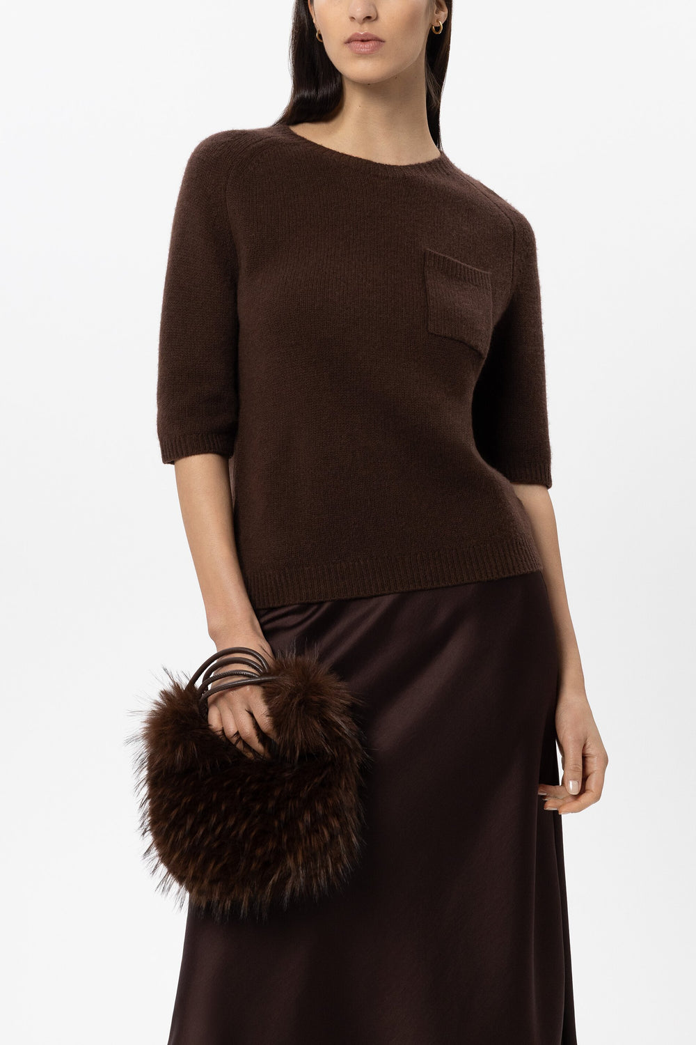Boho-Tasche in Fell-Optik - marone - Standard