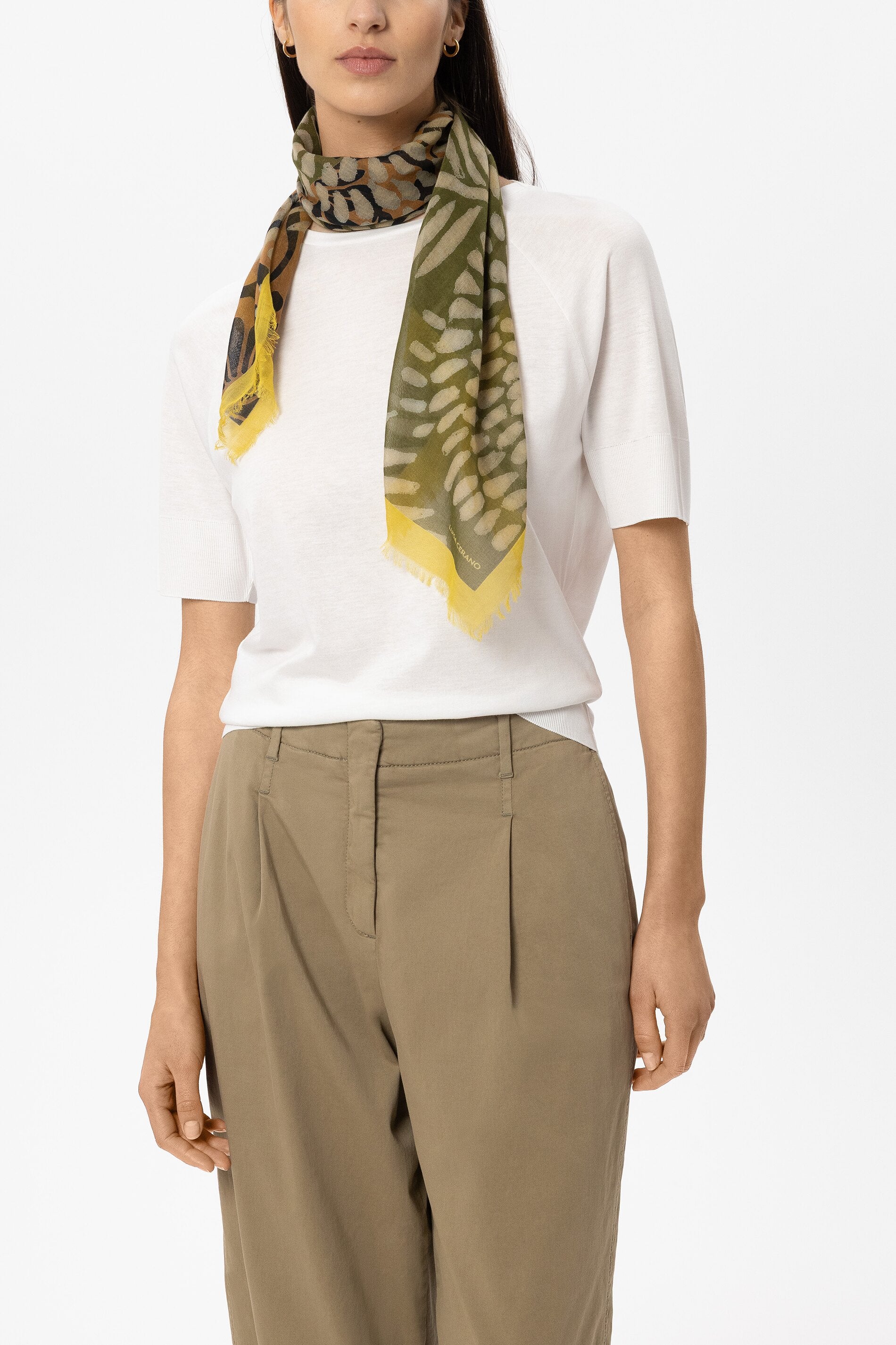 Tuch mit Leaf-Print - multi - Standard | Model Front