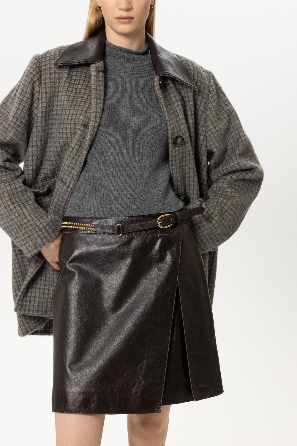 Ceinture en cuir à rivets - truffe - standard
