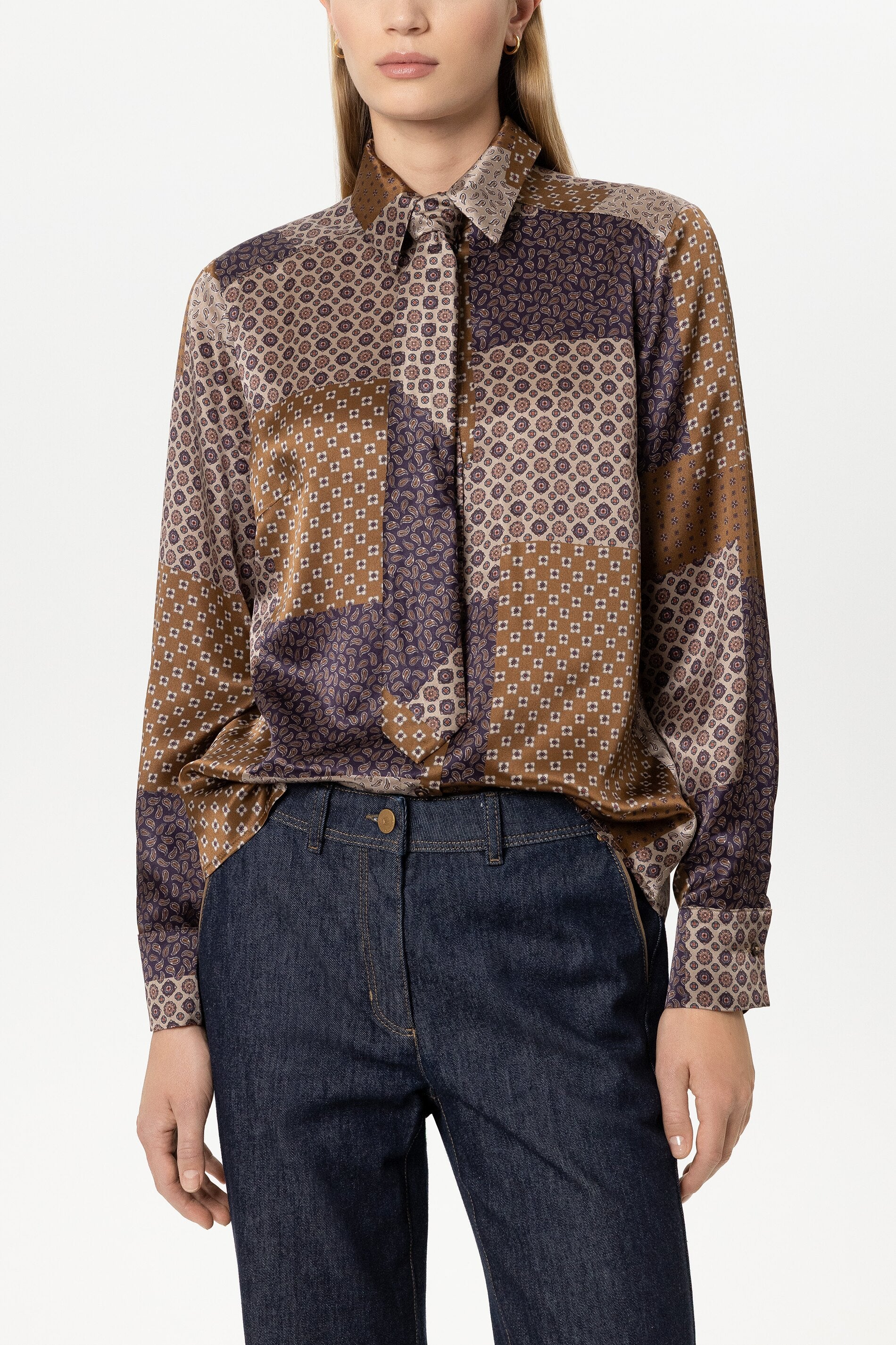 Seiden-Krawatte mit Print - multi - Standard | Model Front