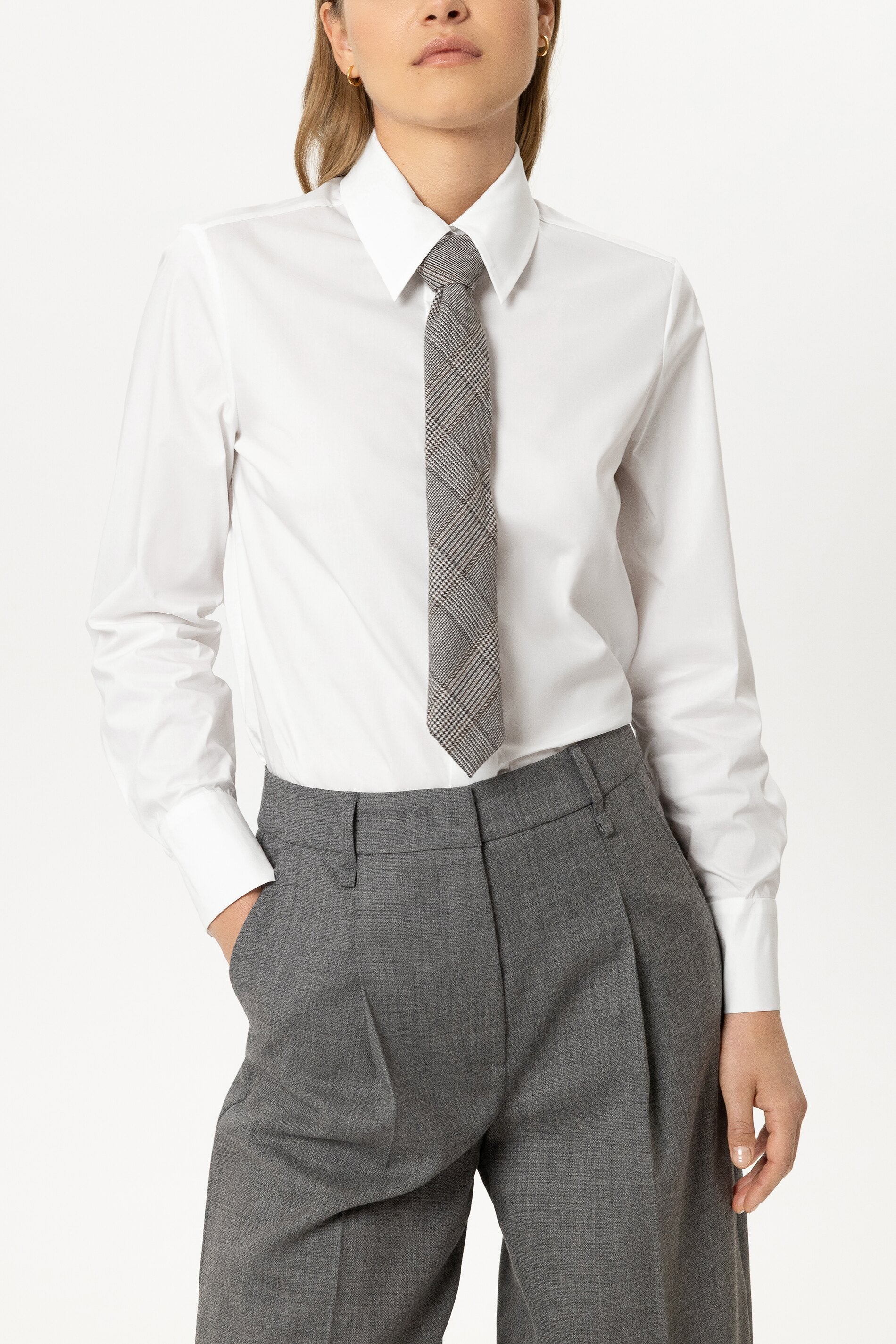 Karo-Krawatte - heather grey - Standard | Model Front