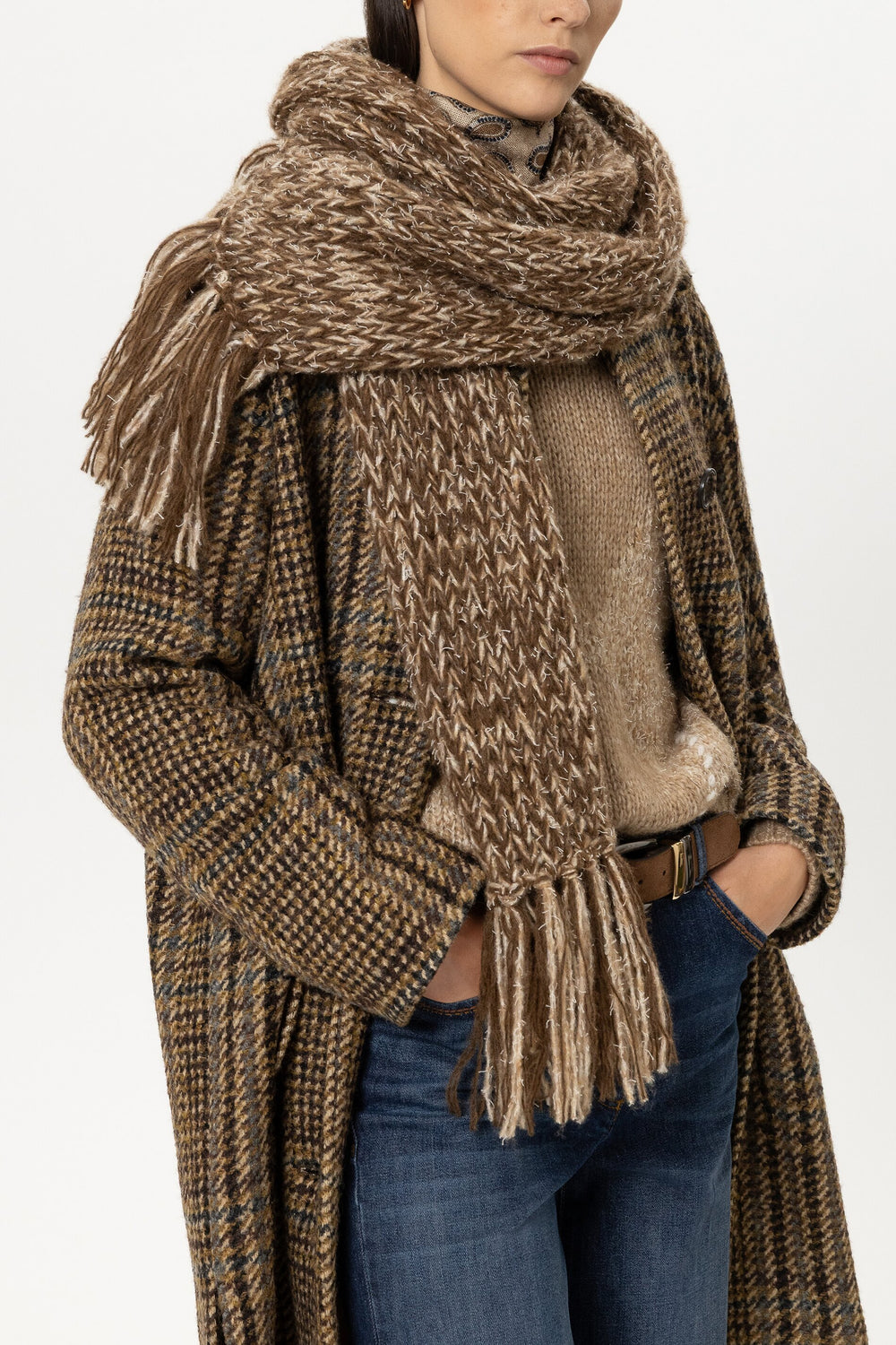 Schal mit Mouliné-Struktur - caramel - Standard