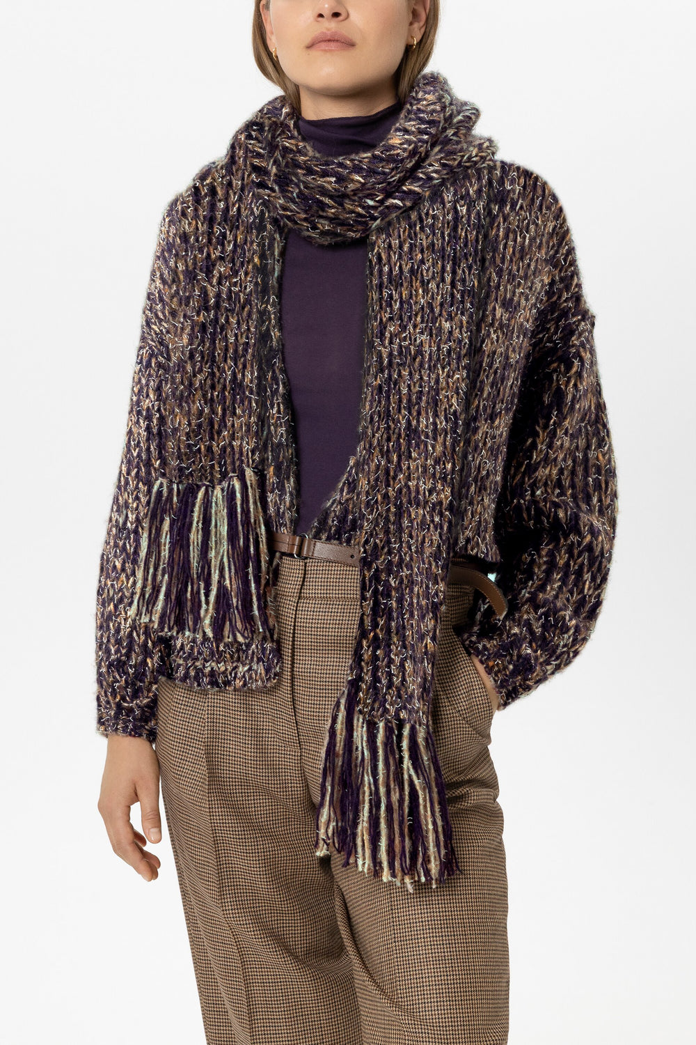 Schal mit Mouliné-Struktur - plum - Standard